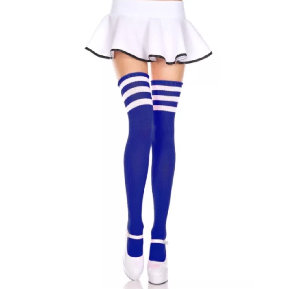Blue Boyfriend Lacrosse Thigh High Socks